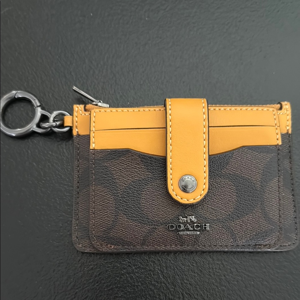 Coach Brown and Tan Card Holder